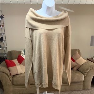 Off Shoulder Sweater w black elbows patches